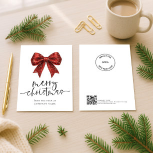 Red Bow Corporate QR logo Merry Christmas Holiday Card