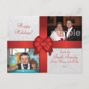 Red Bow Custom Photo Holiday Postcard