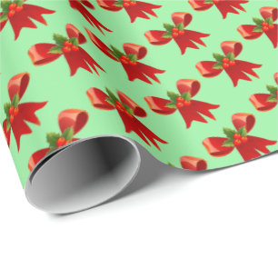 Red Bow Festive Christmas Wrapping Paper Gift Wrap