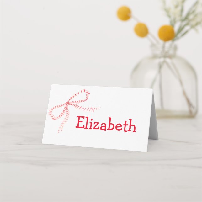 Red Bow Folded Place Card (Front)