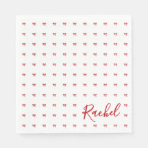 Red Bow Girl Birthday Party Napkin
