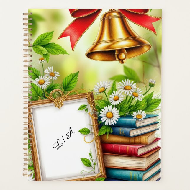 Red Bow, Golden Bell, and Decorative Elements Planner (Front)