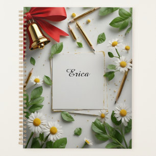 Red Bow, Golden Bell, and Decorative Elements Planner