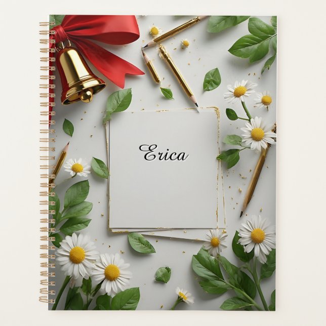 Red Bow, Golden Bell, and Decorative Elements Planner (Front)