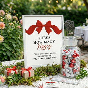Red Bow Guess How Many Kisses Bridal Shower Sign