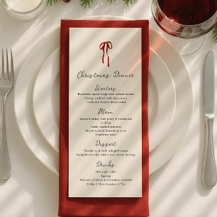 Red bow, Hand drawn Christmas Dinner Menu