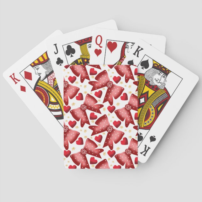 Red  Bow Heart Seamless Pattern Cute  Playing Cards (Back)