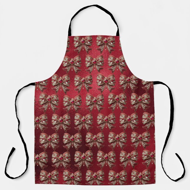 Red Bow Holiday Apron (Front)