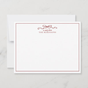 Red Bow Holiday Border Note Card