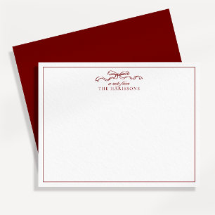 Red Bow Holiday Border Note Card