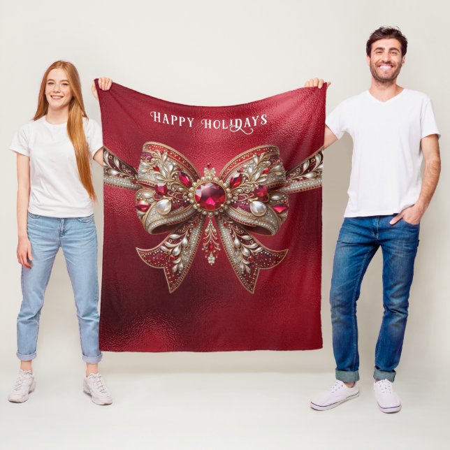 Red Bow Holiday Fleece Blanket (In Situ)