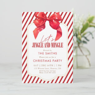 Red Bow Holiday Jingle and Mingle Christmas Party Invitation