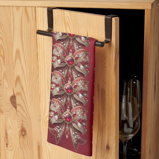 Red Bow Holiday Kitchen Towel (Thirds Fold)
