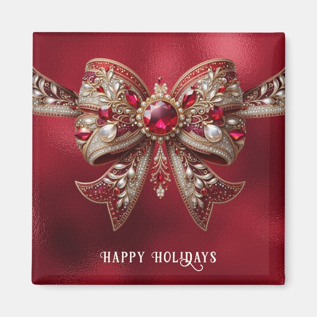 Red Bow Holiday Magnet (Front)