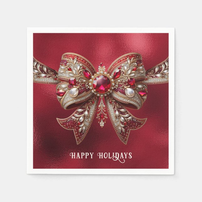 Red Bow Holiday Napkin (Front)