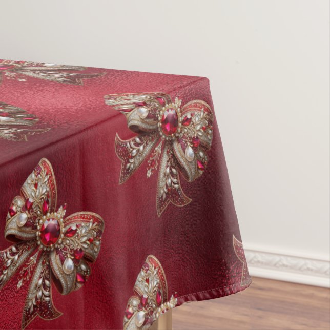 Red Bow Holiday Tablecloth (In Situ)