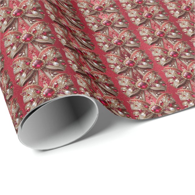 Red Bow Holiday Wrapping Paper (Roll Corner)