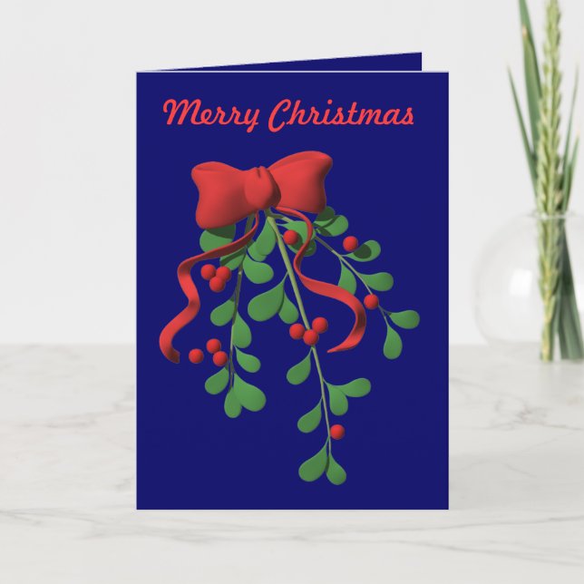 Red Bow & Holly - Holiday Card (Front)