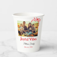 Red bow joyful Vibes add family name photo christm