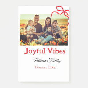 Red bow joyful Vibes add family name photo christm Post-it Notes