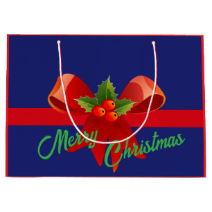 Red Bow Merry Christmas Large Gift Bag