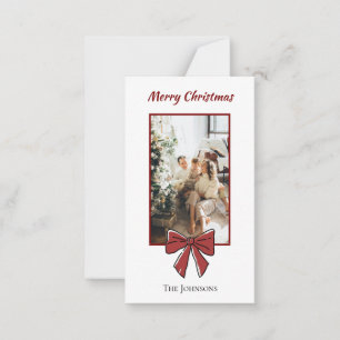Red Bow Merry Christmas Personalised Note Card