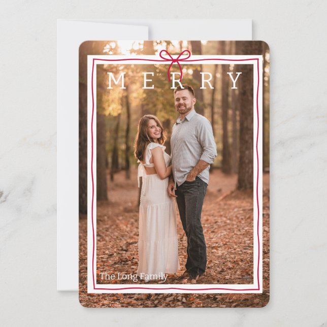 Red Bow Merry Holiday Card (Front)