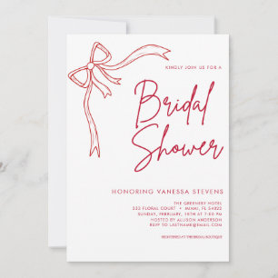 Red Bow Minimal and Chic Bridal Shower Invitation