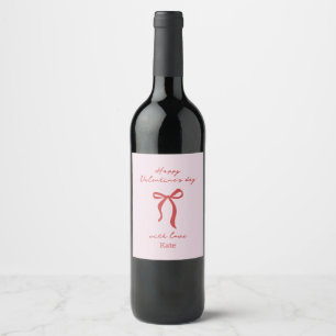 Red Bow Minimalist Valentine's Day Wine Label