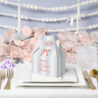 Red Bow & Pale Blue Stripes Baby Shower