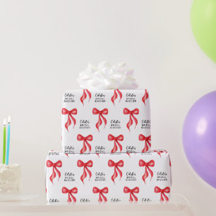 Red Bow Personalised Bridal Shower Wrapping Paper