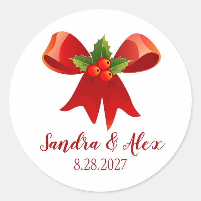 Red Bow Personalised Christmas Stickers (Front)
