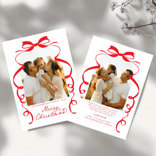 Red Bow Photo Merry Christmas Arch Holiday Card
