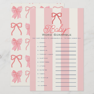 Red Bow & Pink Stripes Baby Word Scramble