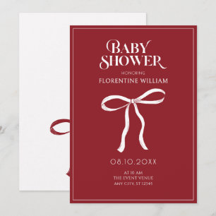 Red bow ribbon Baby shower Invitation