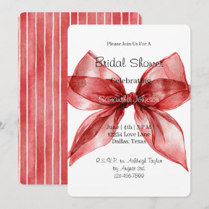 Red Bow Ribbon Bridal Shower Invitation
