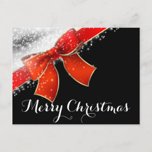 Red Bow & Sparkles Chic Black Holiday Christmas