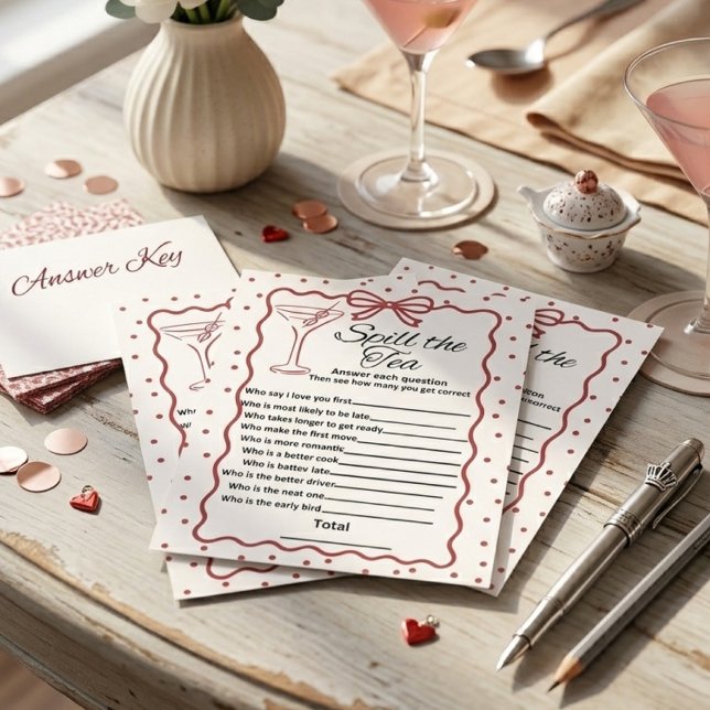 Red Bow Spill the Tea Bridal Shower Game activity  (Creator Uploaded)