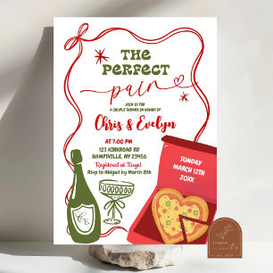 Red Bow The Perfect Pair Couples Bridal Shower Invitation
