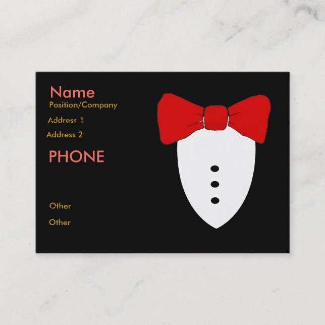 Red Bow Tie Black Tux Business Card (Front)