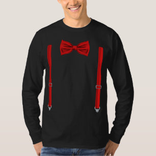 Red Bow Tie With Suspenders Funny Wedding T-Shirt