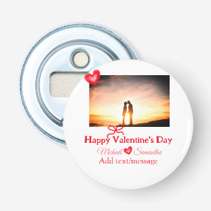 Red bow valentine's day add photo name heart love  bottle opener