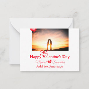 Red bow valentine's day add photo name heart love card