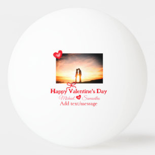 Red bow valentine's day add photo name heart love ping pong ball