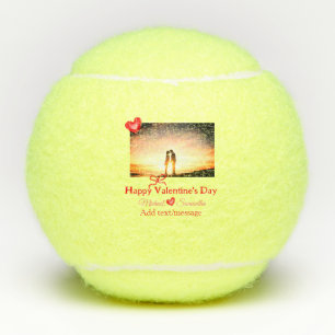 Red bow valentine's day add photo name heart love  tennis balls