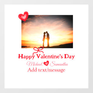 Red bow valentine's day add photo name heart love window cling