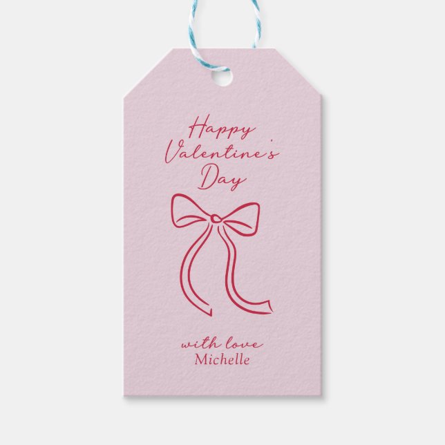 Red Bow Valentine's Day Gift tags (Front)