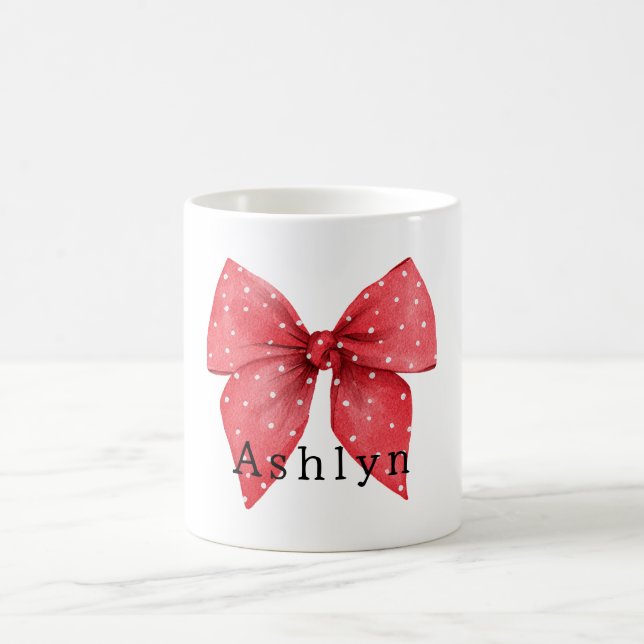 Red Bow White Dots Coffee Mug (Center)