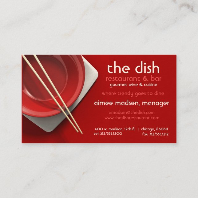 red bowl restaurant business card (Front)