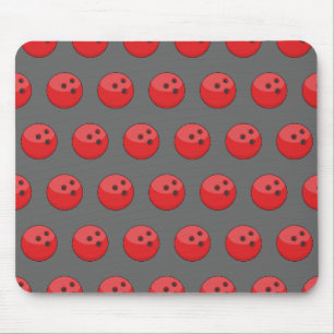 Red Bowling Ball Pattern Mouse Mat